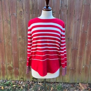 Isela striped red and white sweater / long sleeve shirt size L Womens